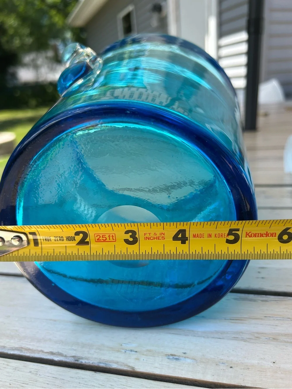 Vintage Hand Blown Glass Blue Ice Bucket